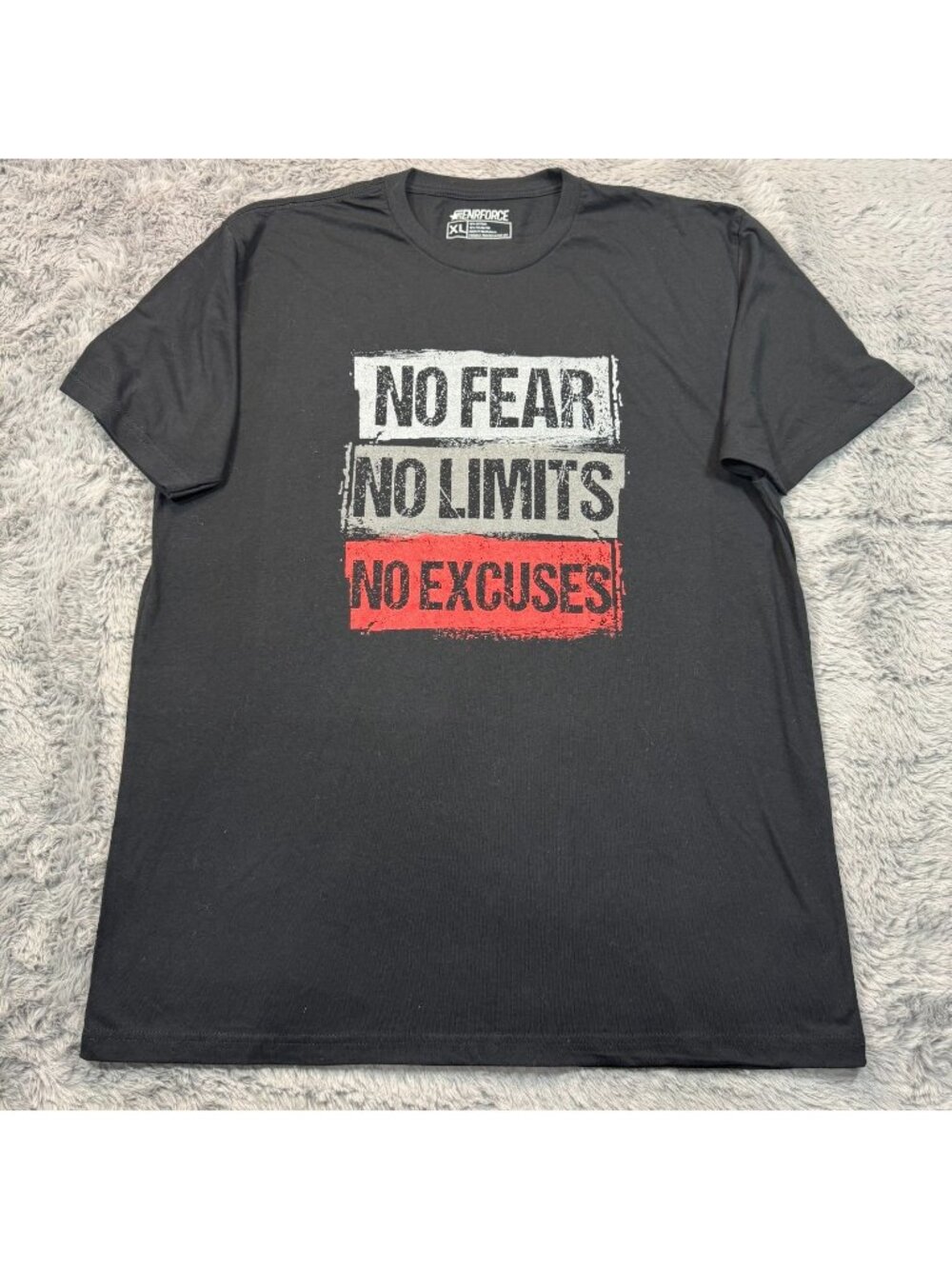 Enrforce T-Shirt Men's XL Black No Fear No Limits No Excuses Graphic Cotton